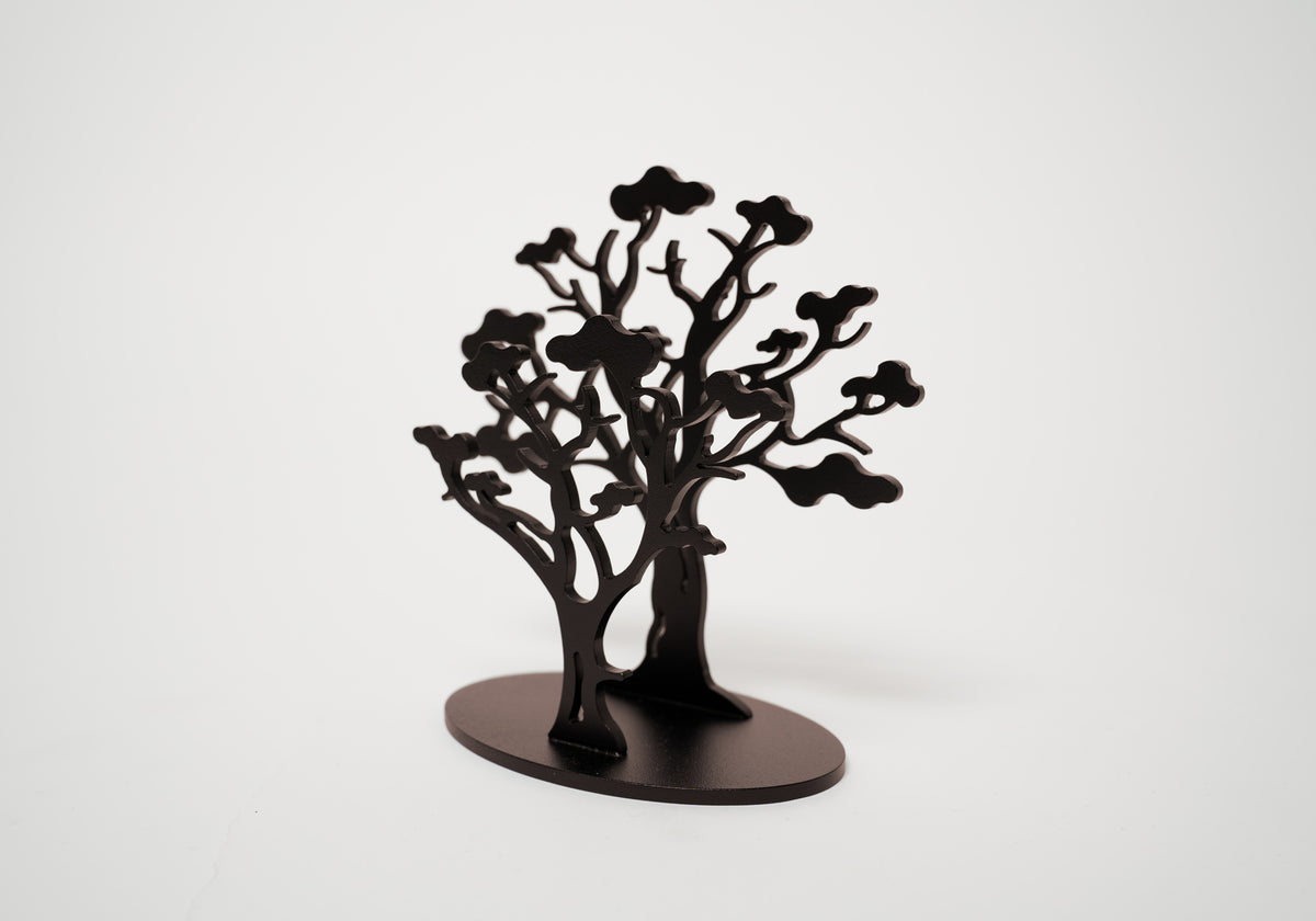 Deko-Baum ERLE aus Metall – Teelichthalter, Briefablage & Aufbewahrer - dark chocolate