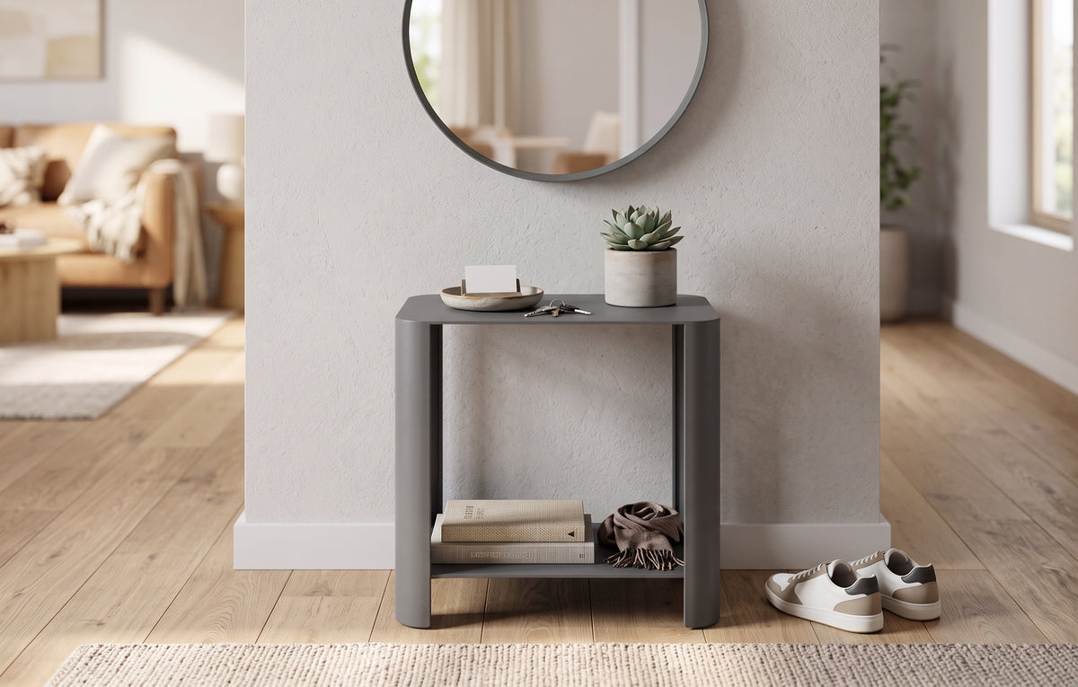 LYNY Light – Beistelltisch, Standregal mit Ablage aus Stahl- carbon grey