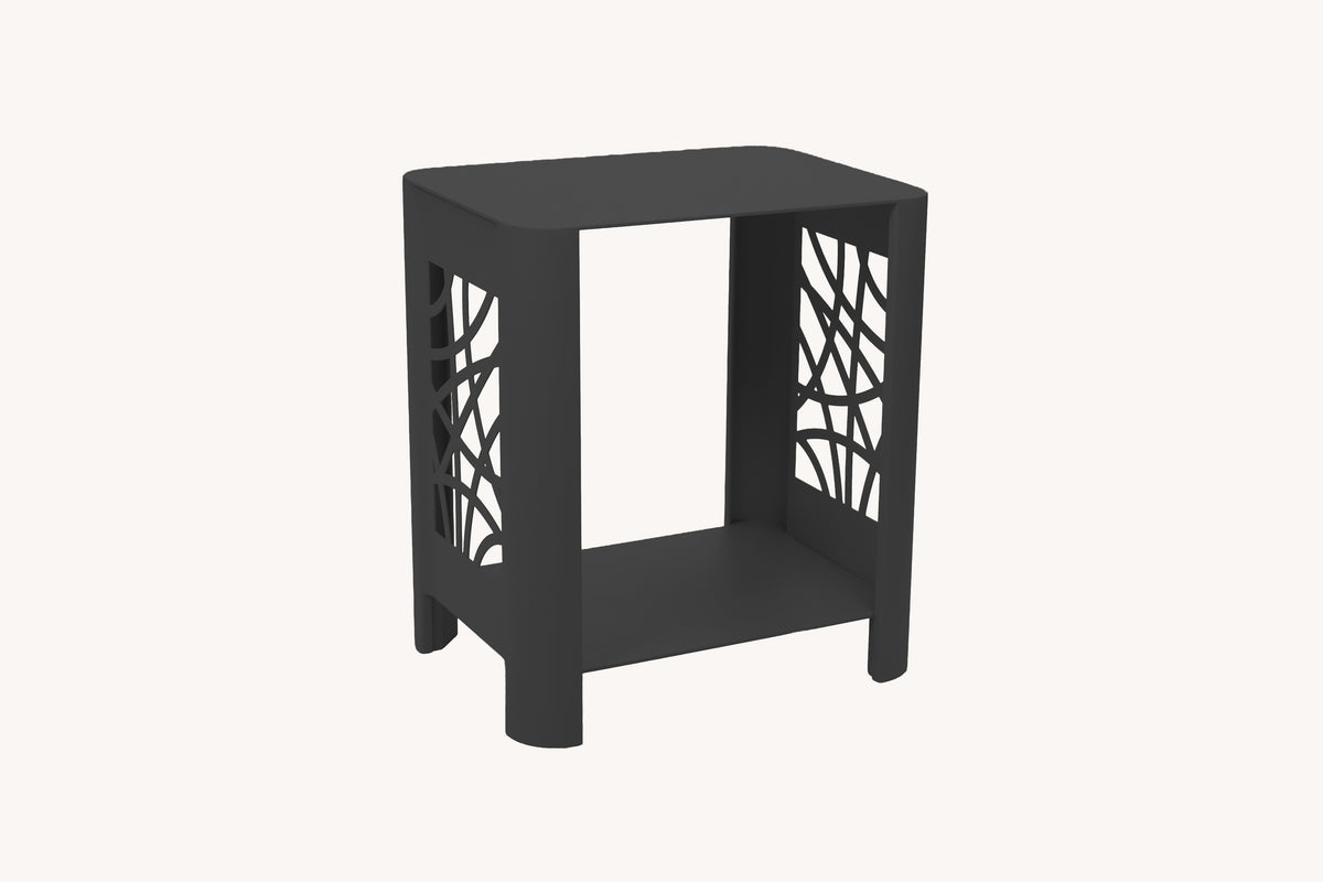 LYNY Curvy - Beistelltisch, Standregal mit Ablage aus Stahl - black diamond