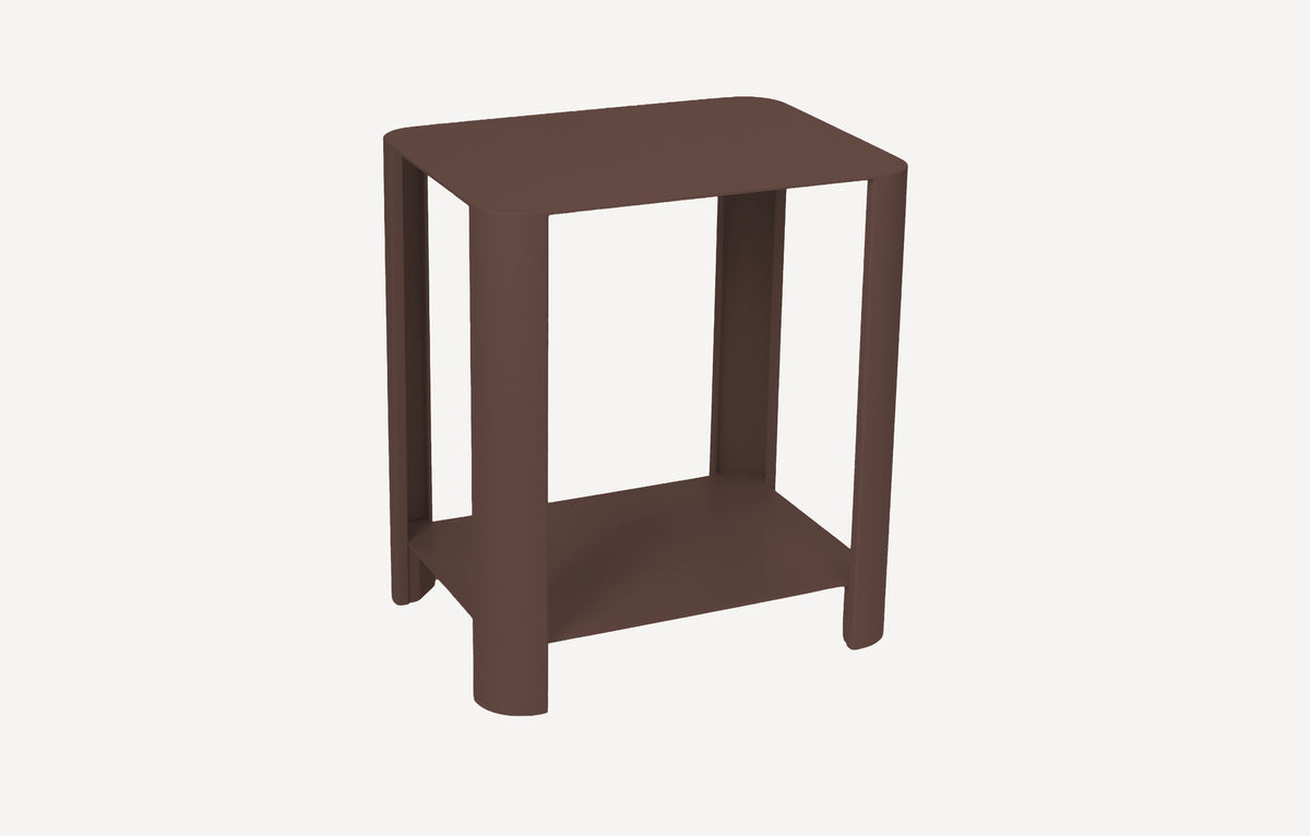 LYNY Light – Beistelltisch, Standregal mit Ablage aus Stahl - dark chocolate