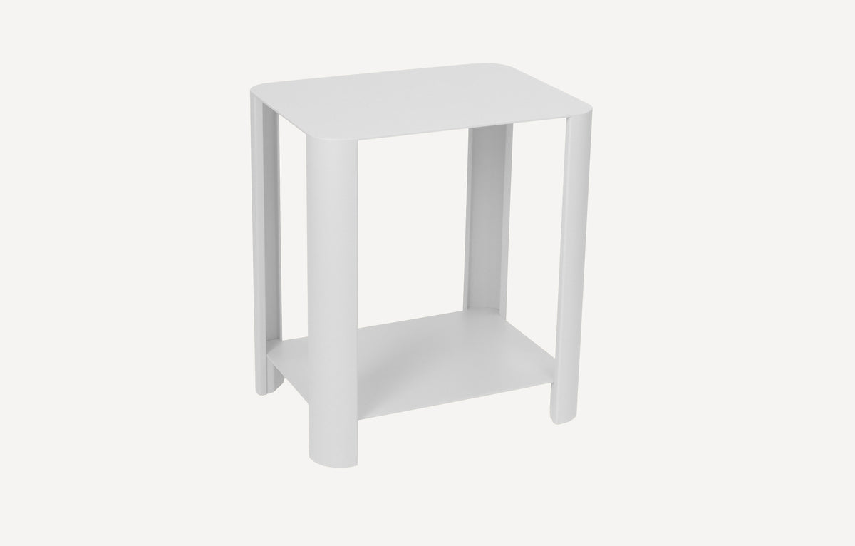 LYNY Light – Beistelltisch, Standregal mit Ablage aus Stahl - snow white