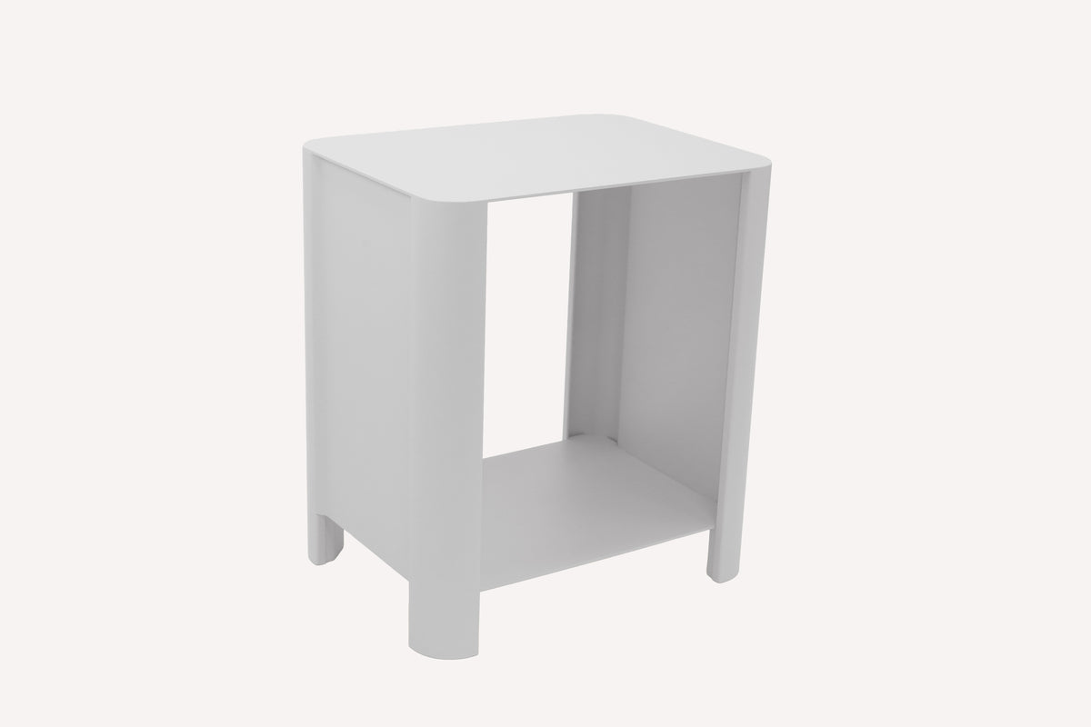 LYNY Classic - Beistelltisch, Standregal mit Ablage aus Stahl - snow white