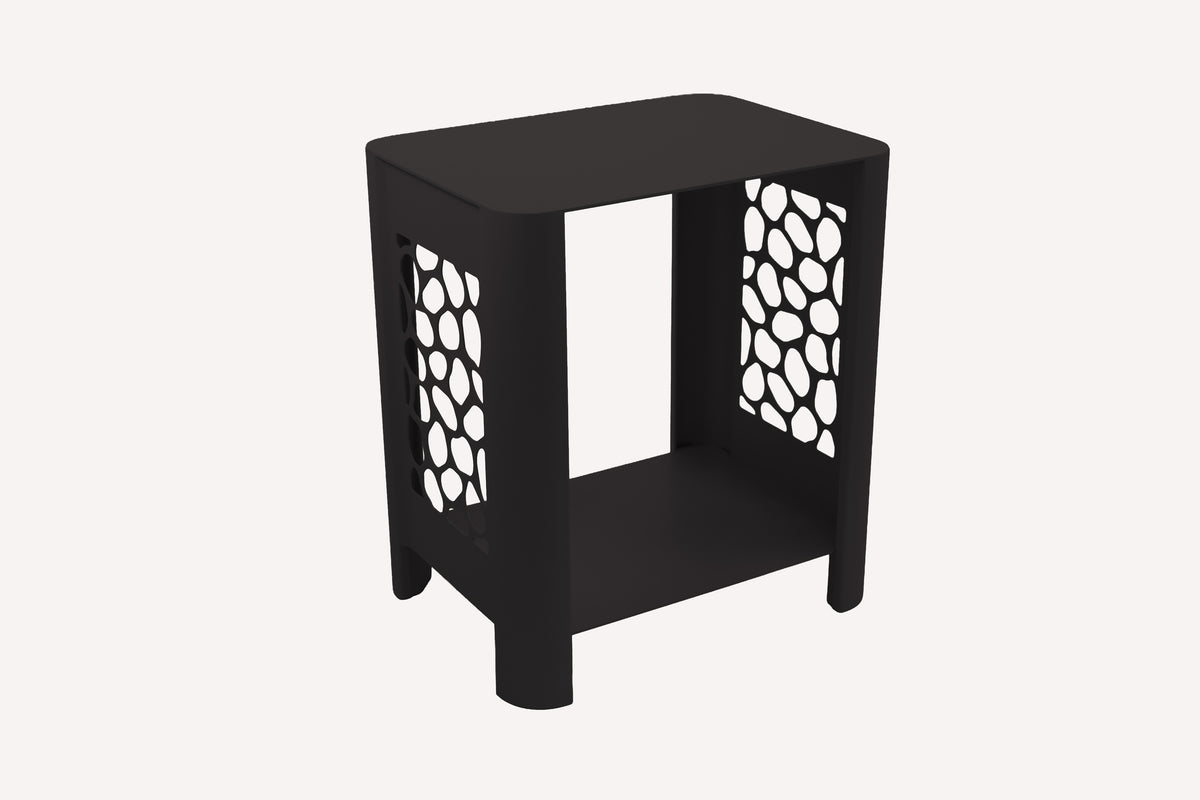 LYNY Stone - Beistelltisch, Standregal mit Ablage aus Stahl - black diamond