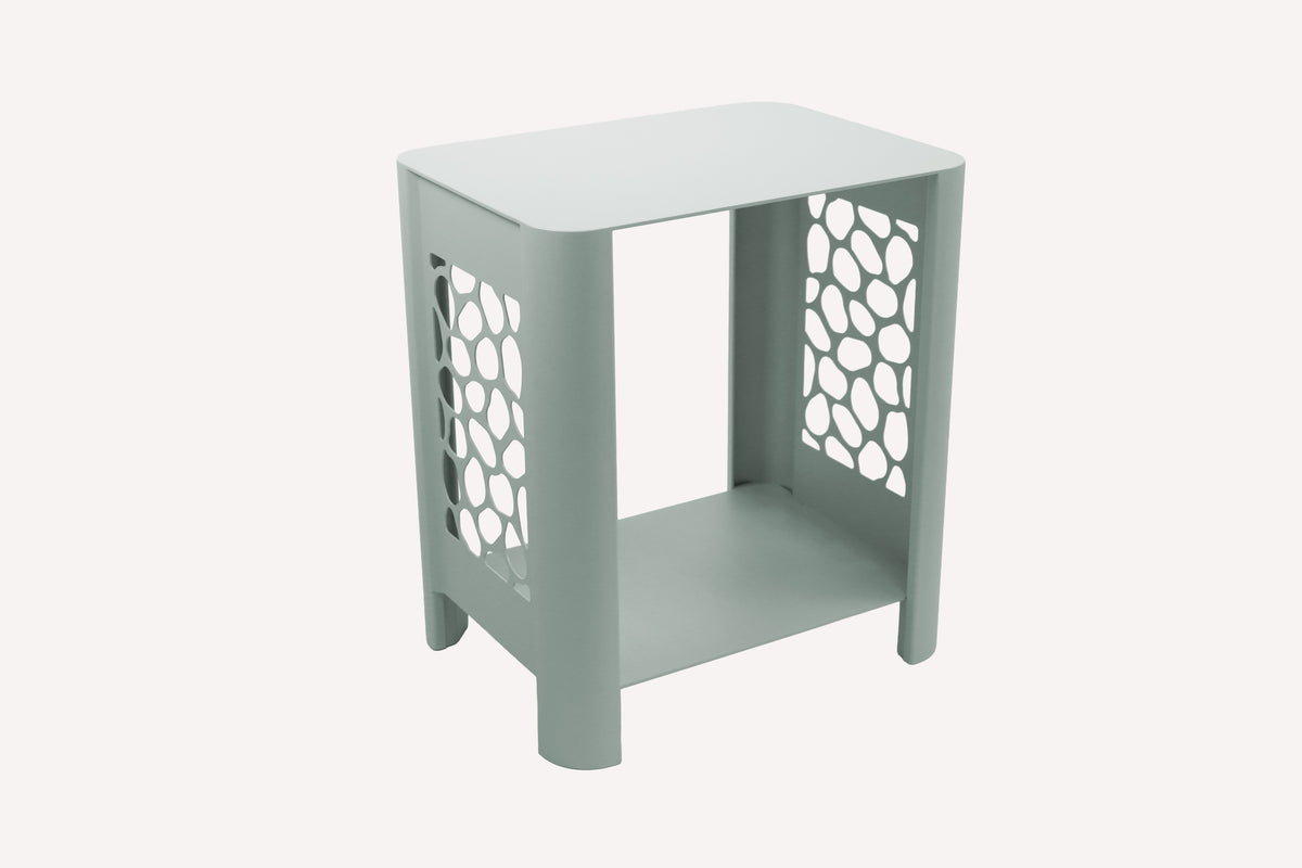 LYNY Stone - Beistelltisch, Standregal mit Ablage aus Stahl - fresh mint