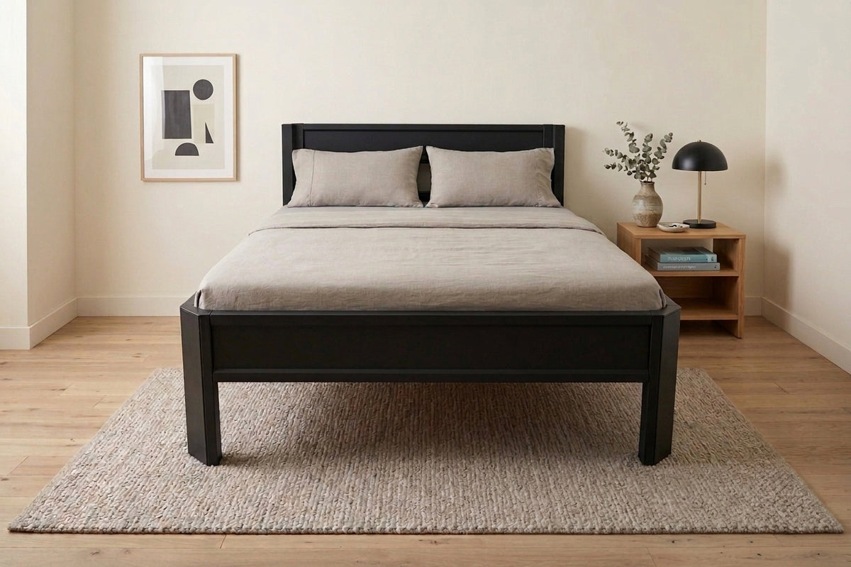 Metallbett ROMY 200x140 aus Aluminium – Bettgestell mit Kopfteil - black diamond