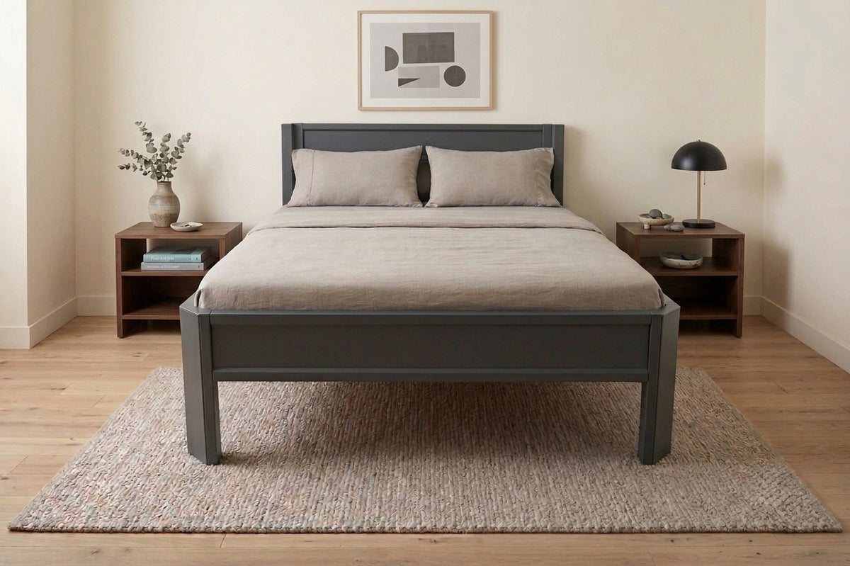 Metallbett ROMY 200x160 aus Aluminium – Bettgestell mit Kopfteil - carbon grey