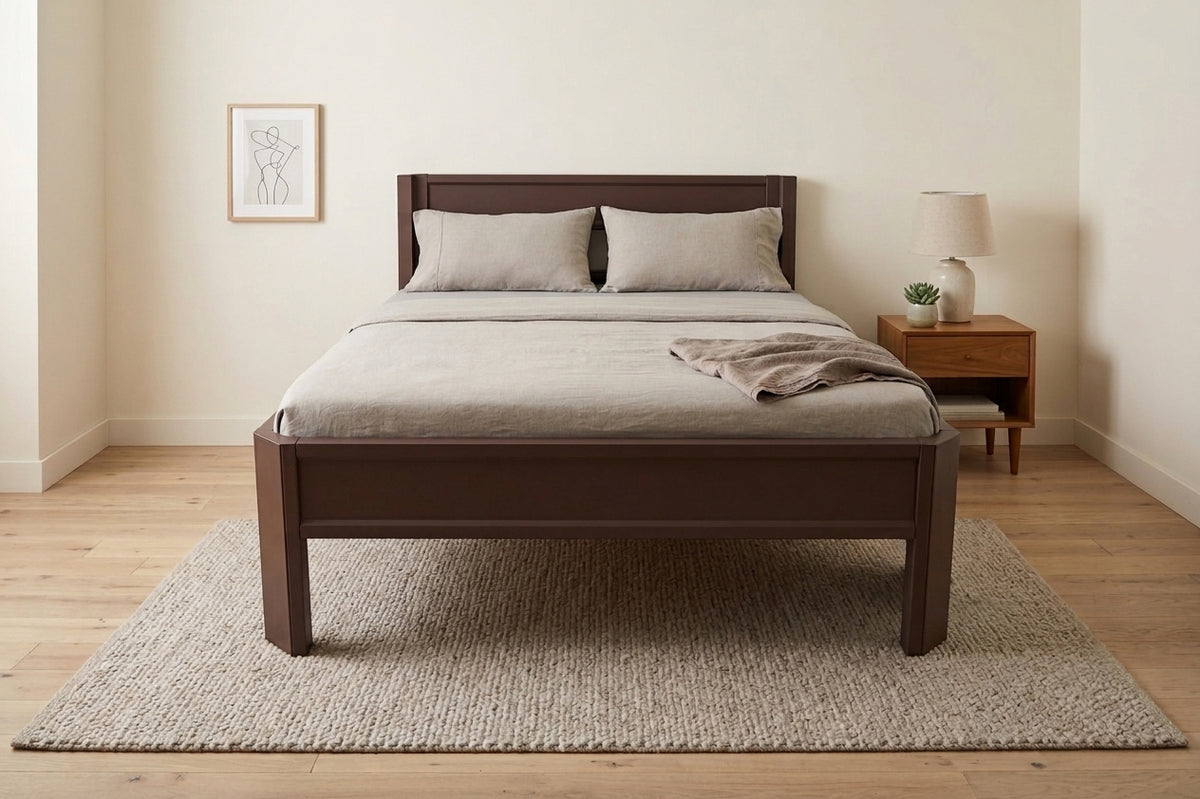 Metallbett ROMY 200x140 aus Aluminium – Bettgestell mit Kopfteil - dark chocolate
