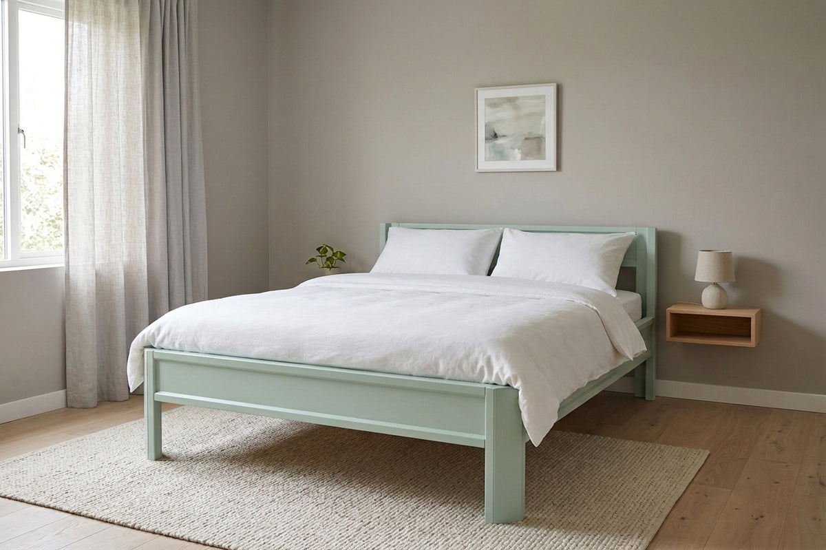 Metallbett ROMY 200x160 aus Aluminium – Bettgestell mit Kopfteil - fresh mint