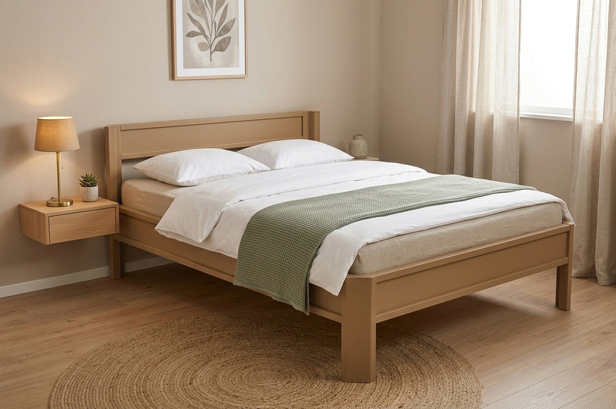 Metallbett ROMY 200x140 aus Aluminium – Bettgestell mit Kopfteil - golden toffee