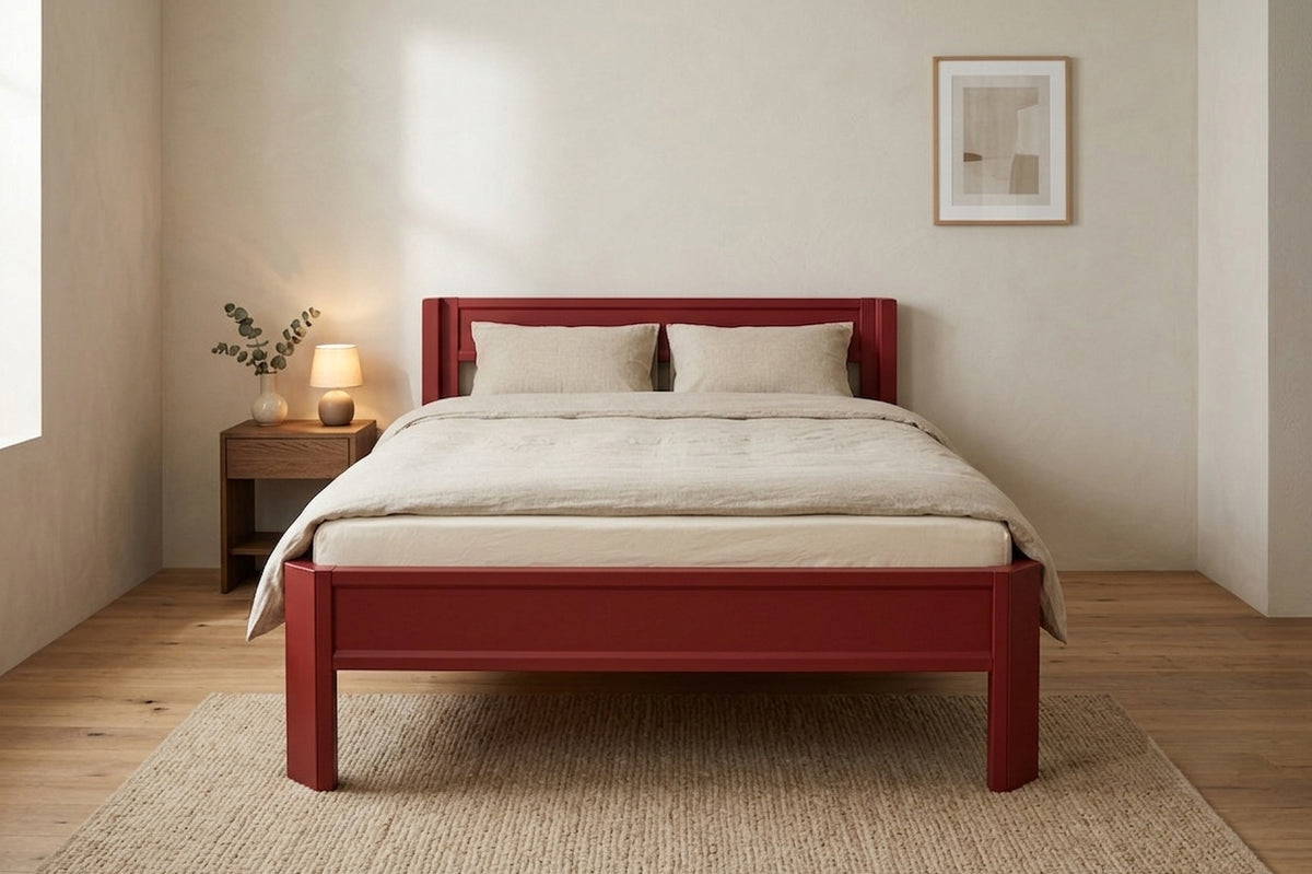 Metallbett ROMY 200x140 aus Aluminium – Bettgestell mit Kopfteil - red chilli