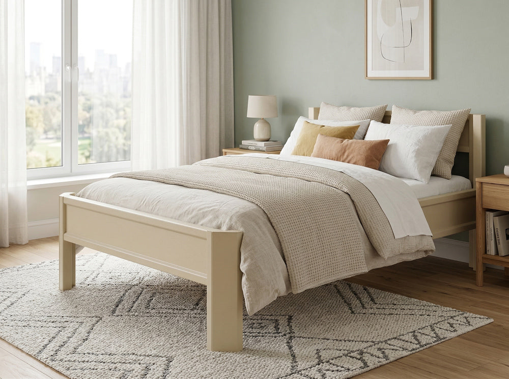 Metallbett ROMY 200x160 aus Aluminium – Bettgestell mit Kopfteil - sandy beach