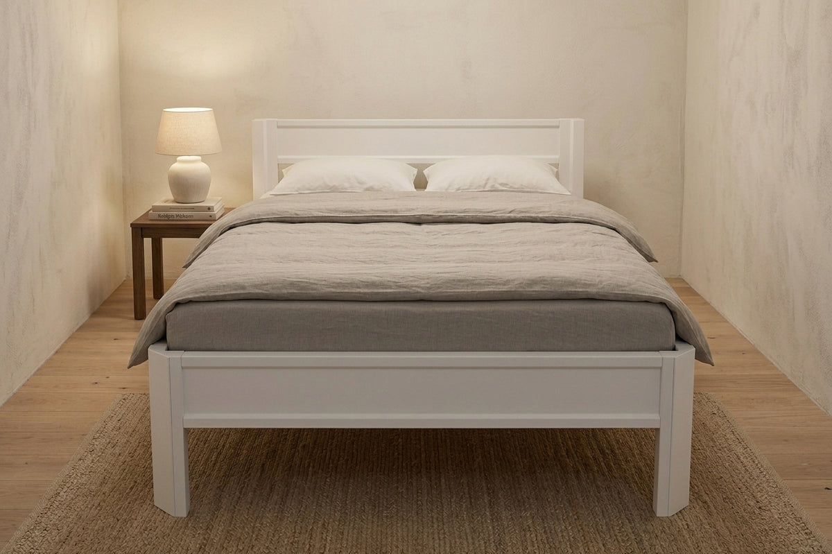 Metallbett ROMY 200x140 aus Aluminium – Bettgestell mit Kopfteil - snow white