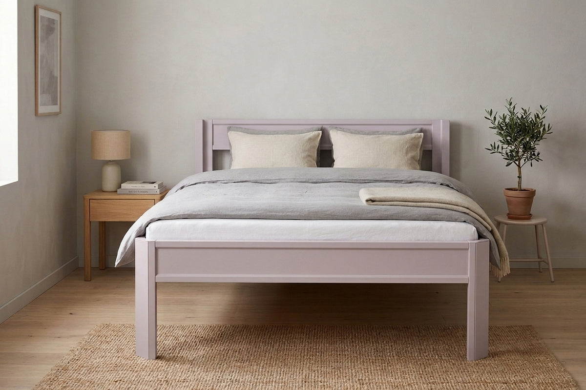 Metallbett ROMY 200x140 aus Aluminium – Bettgestell mit Kopfteil - soft lavender