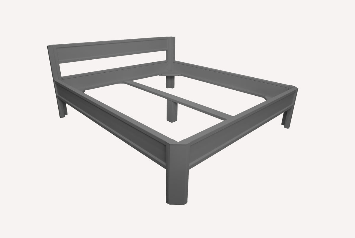 Metallbett ROMY 200x180 aus Aluminium – Bettgestell mit Kopfteil - carbon grey