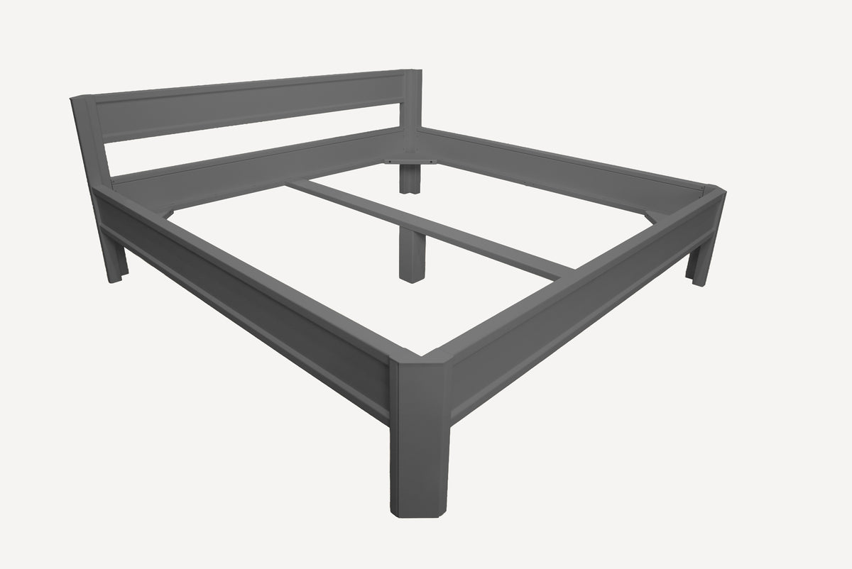 Metallbett ROMY 200x200 aus Aluminium – Bettgestell mit Kopfteil - carbon grey