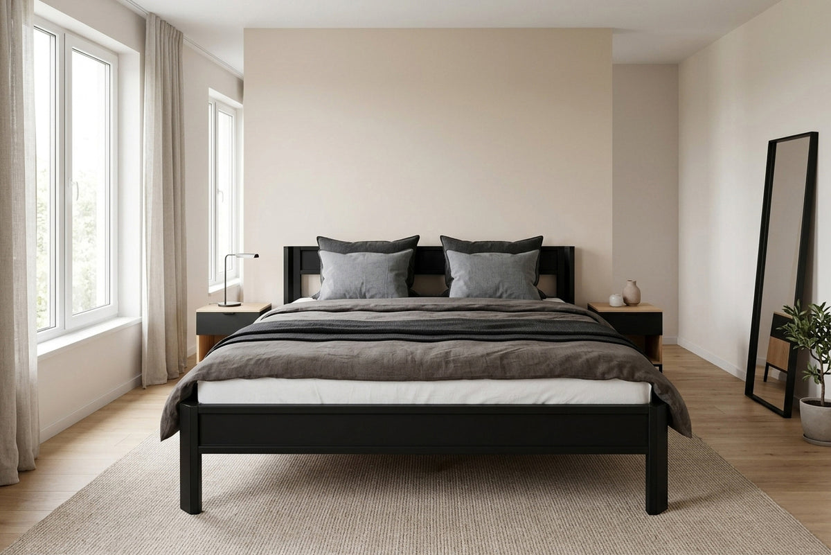 Metallbett ROMY 200x180 aus Aluminium – Bettgestell mit Kopfteil - black diamond
