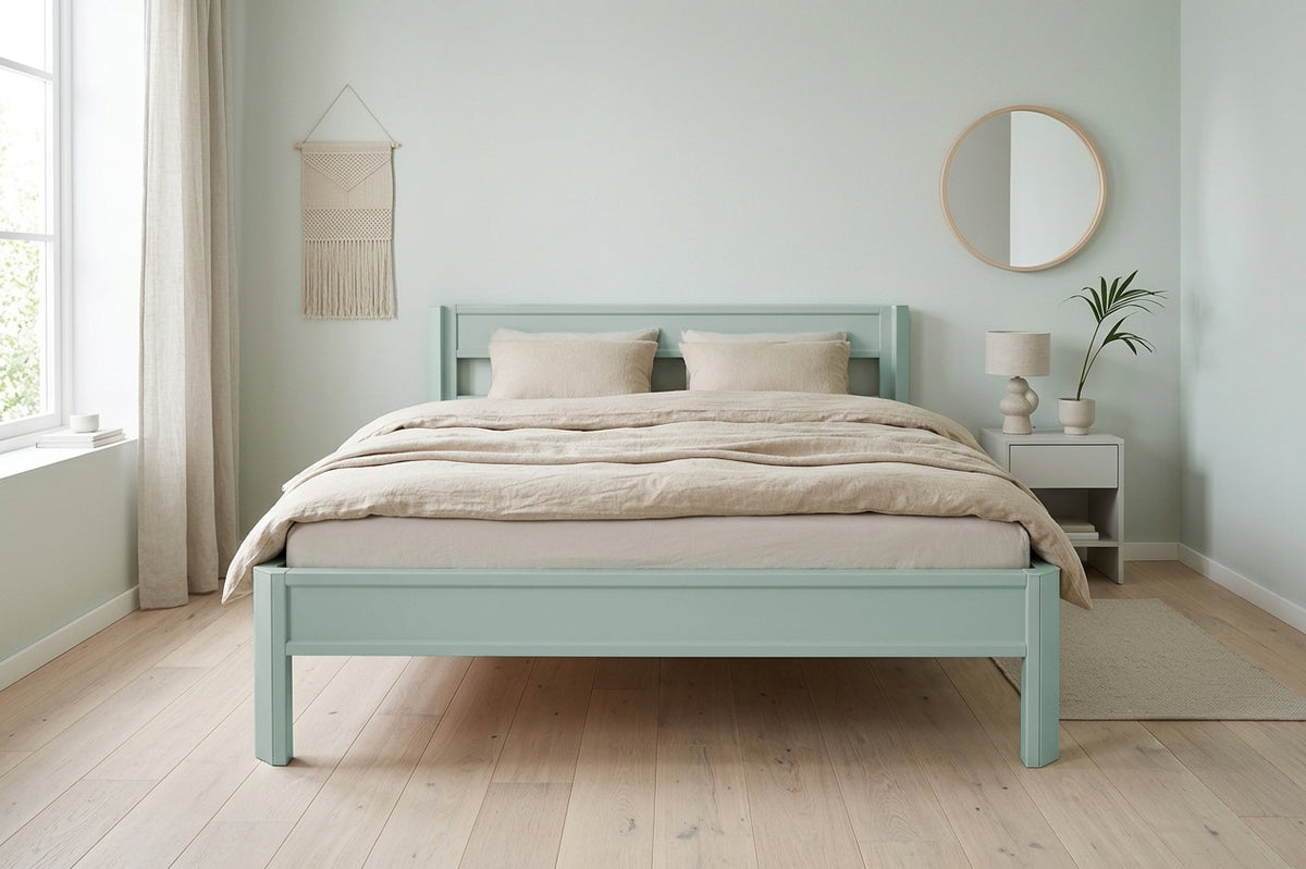 Metallbett ROMY 200x200 aus Aluminium – Bettgestell mit Kopfteil - fresh mint