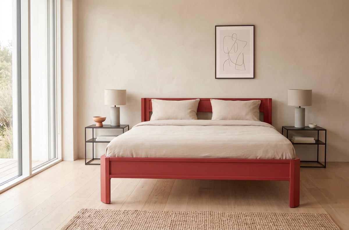 Metallbett ROMY 200x200 aus Aluminium – Bettgestell mit Kopfteil - red chilli