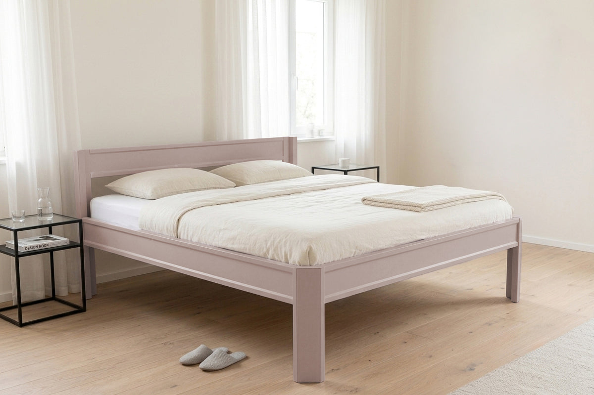 Metallbett ROMY 200x180 aus Aluminium – Bettgestell mit Kopfteil - soft lavender