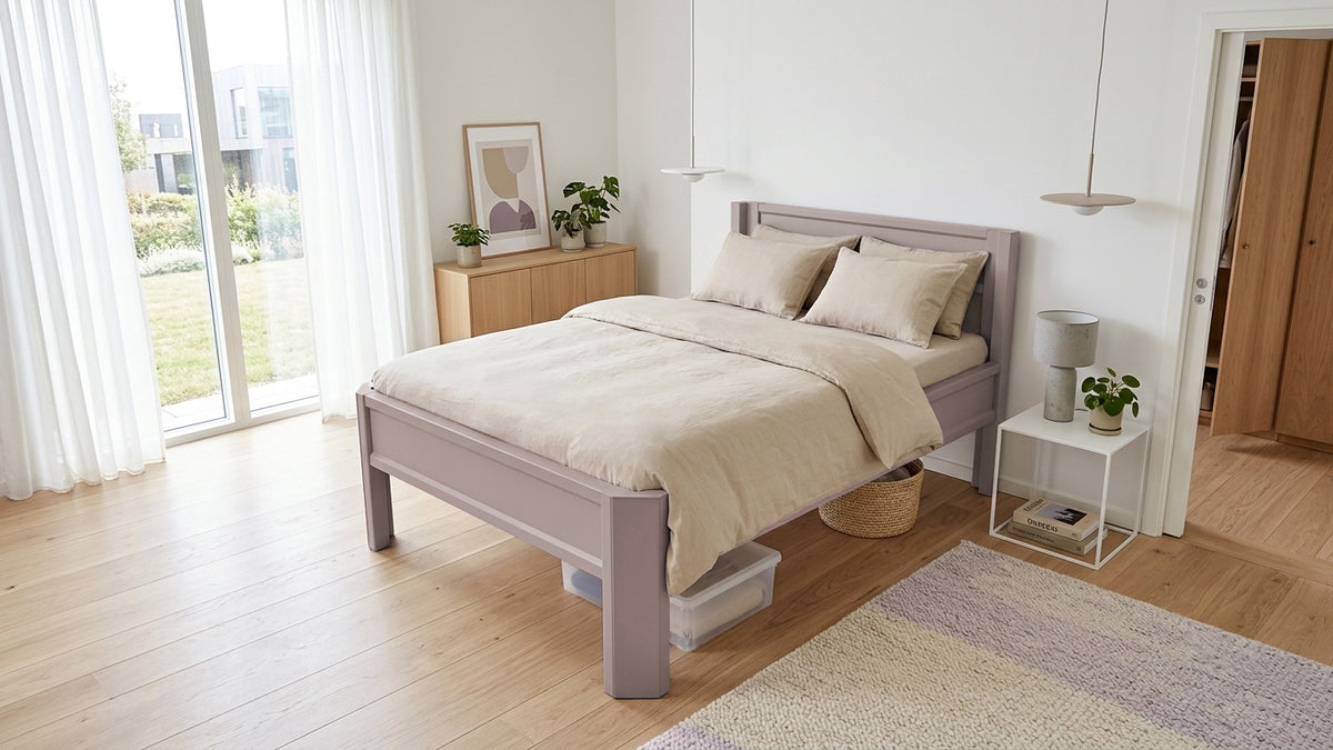 Metallbett ROMY 200x100 aus Aluminium – Bettgestell mit Kopfteil - soft lavender